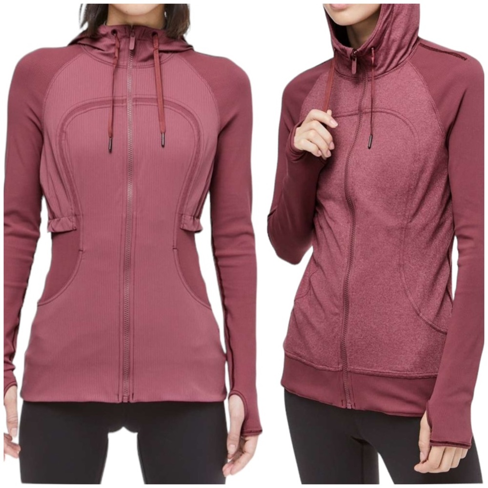 Lululemon Dance Studio Jacket in Merlot Red Reversible Hooded - Sz 8 Rare Color